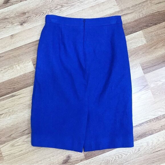 J CREW 100% Wool No‎ 2 Pencil Skirt Royal Blue Knee Length Fitted Lined Size 4 - Picture 3 of 14